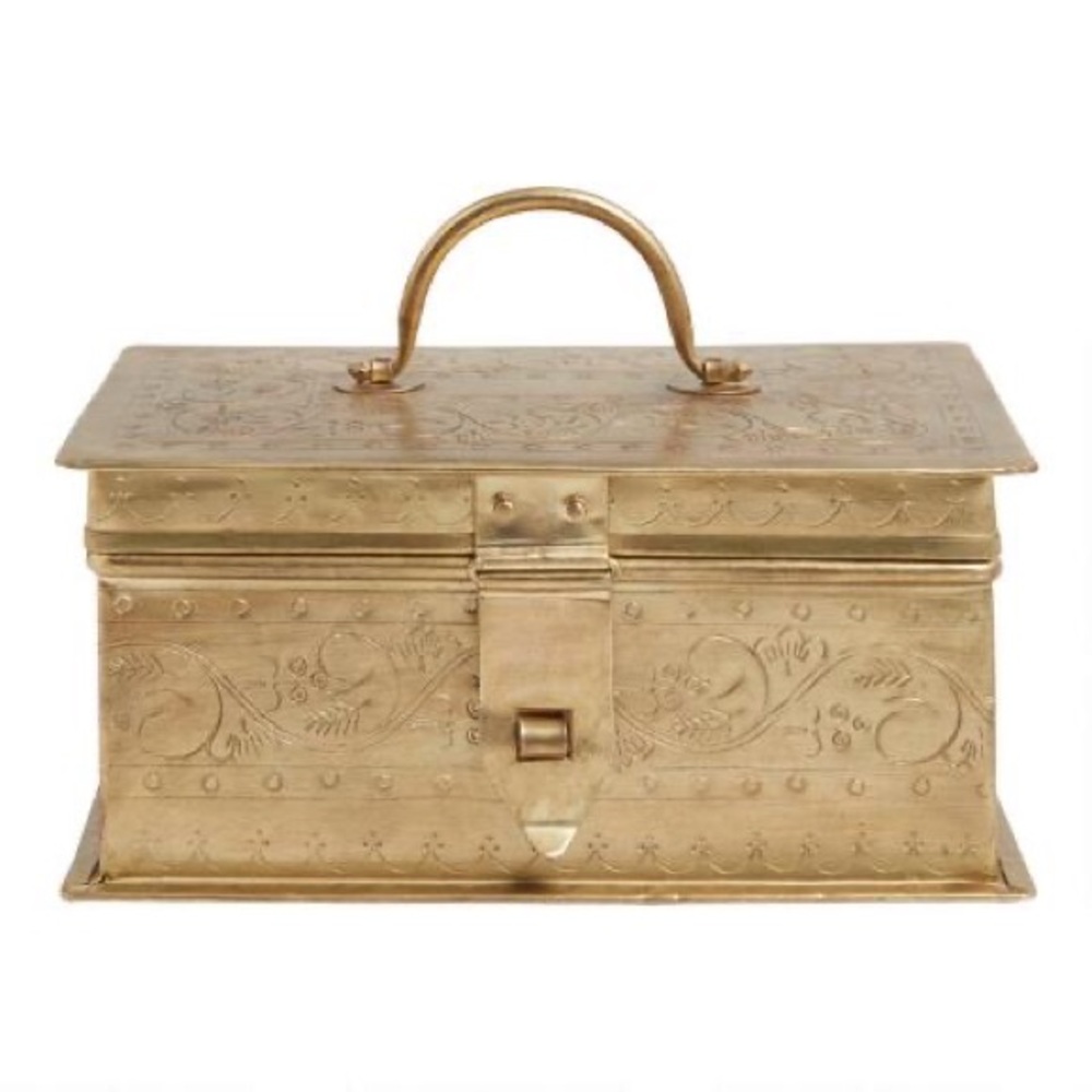 Small Antique Gold Trinket Box With Handle